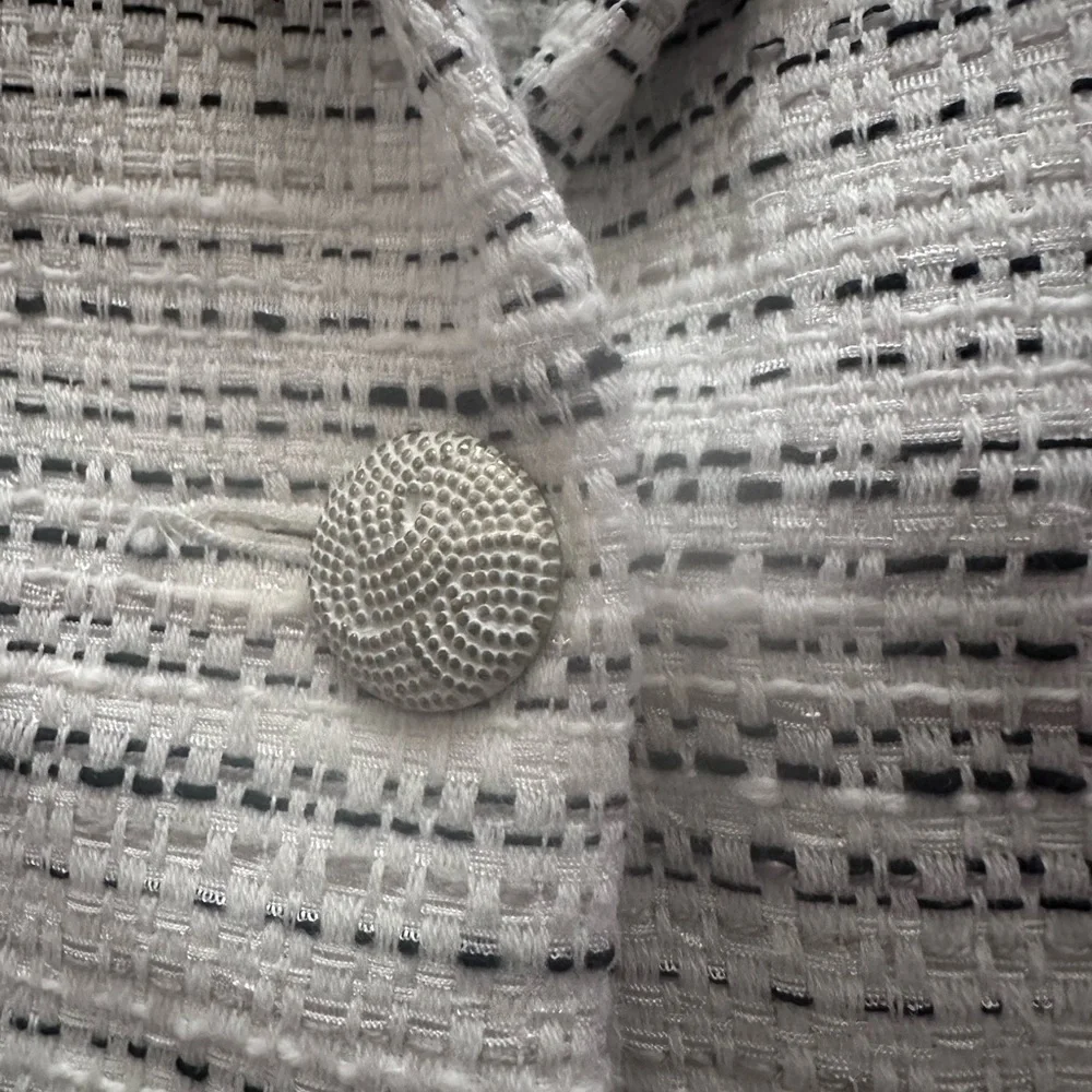 CAbi White and Black Textured Single-Button Blazer - Picture 2 of 6